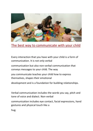 The Best way to Communicate with your Child - Foundree