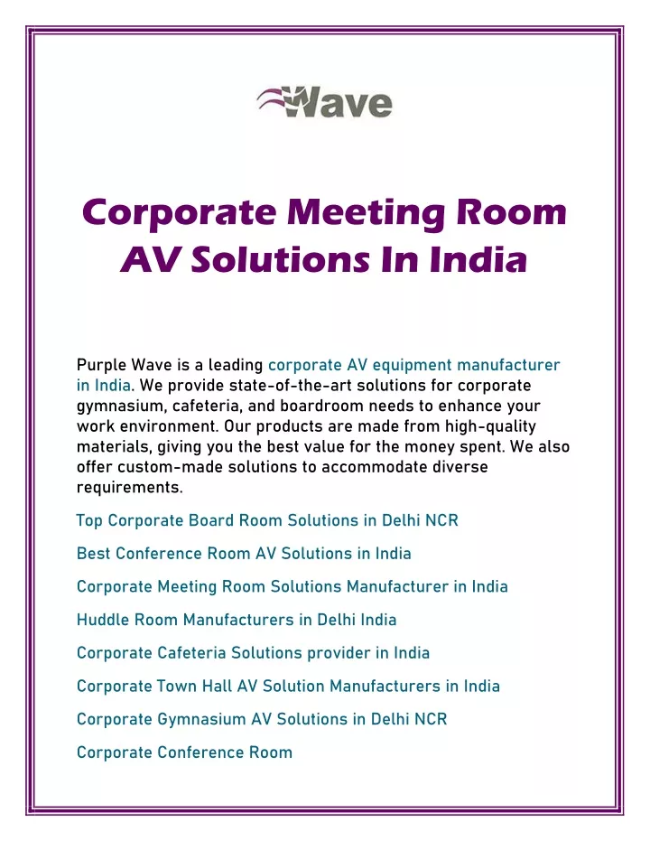 corporate meeting room av solutions in india