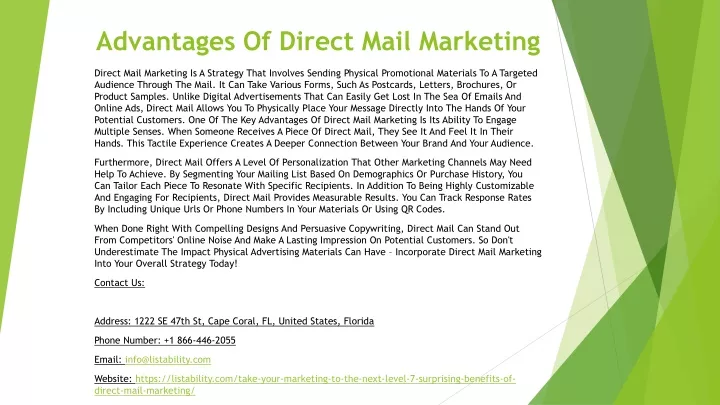 advantages of direct mail marketing