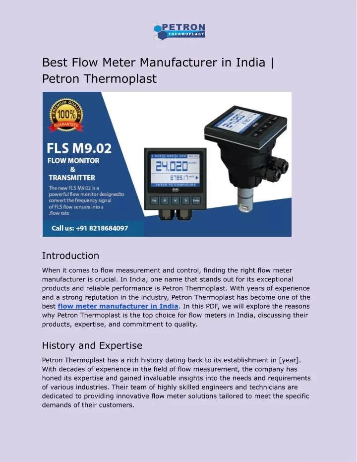 best flow meter manufacturer in india petron