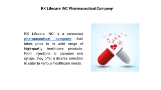 RK Lifecare INC Pharmaceutical Company