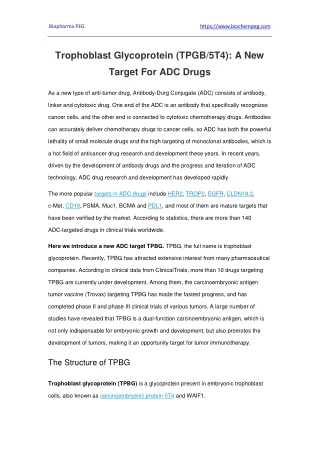 Trophoblast Glycoprotein (TPGB5T4) A New Target For ADC Drugs