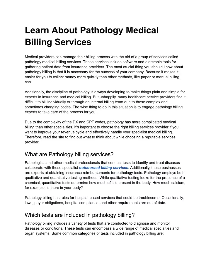 learn about pathology medical billing services