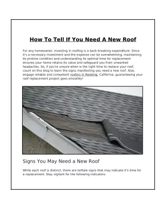 How to Determine Whether You Need a New Roof
