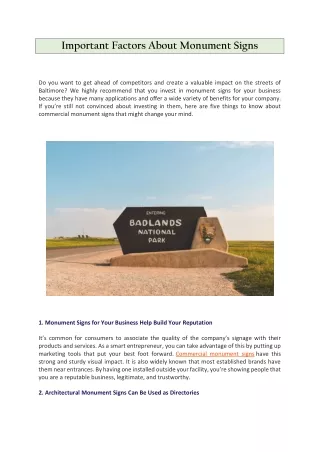 Important Factors About Monument Signs