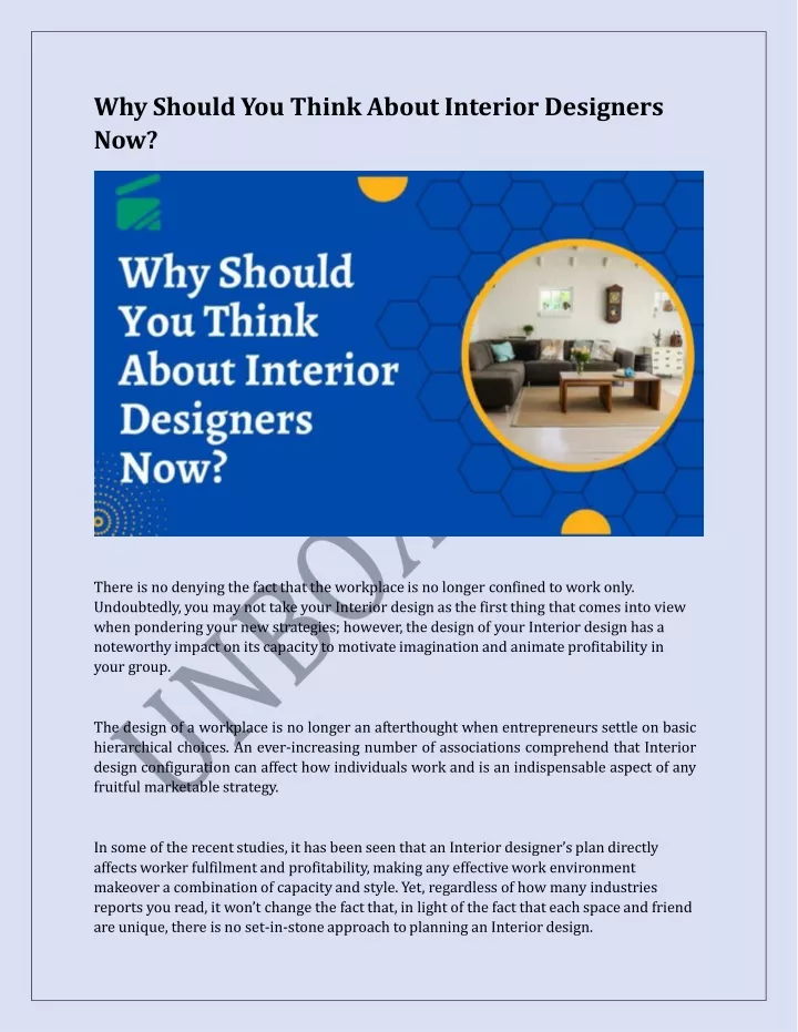 why should you think about interior designers now