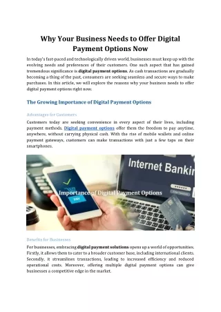Why Your Business Needs to Offer Digital Payment Options Now