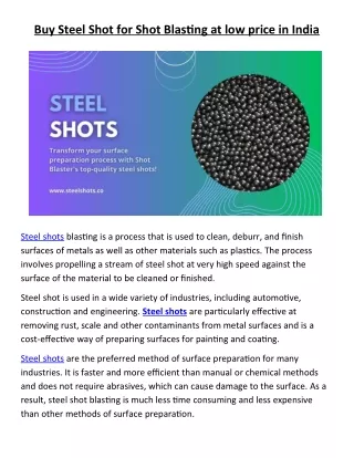 Buy Steel Shot for Shot Blasting at low price in India