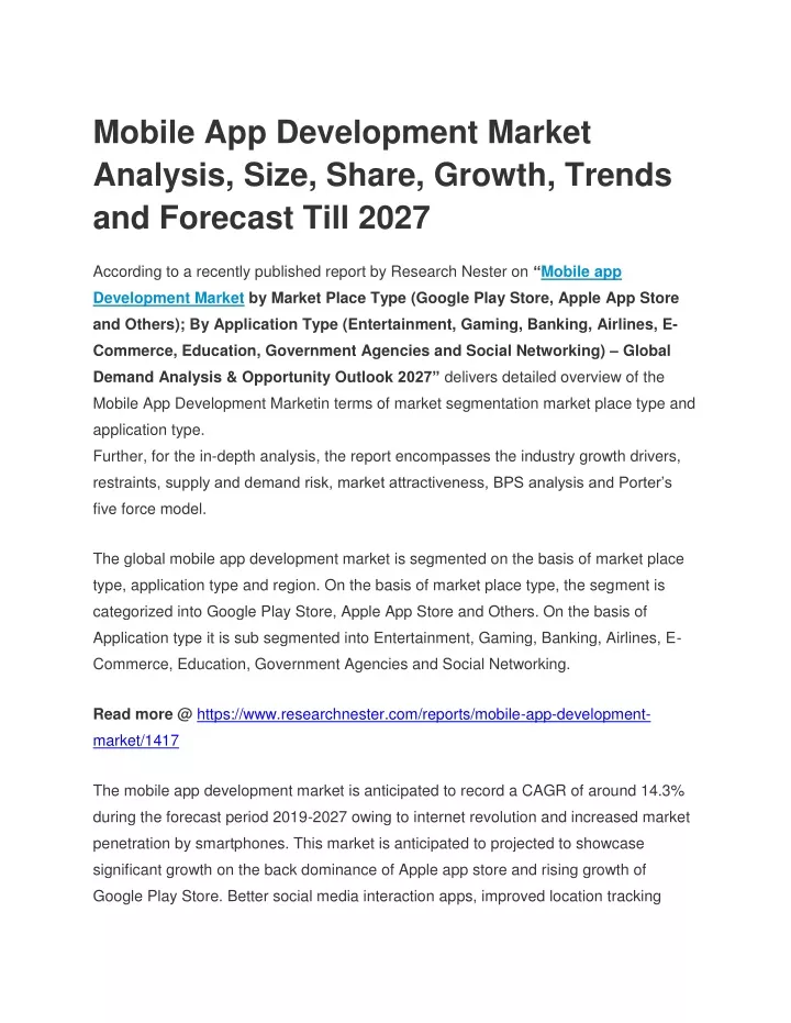 mobile app development market analysis size share
