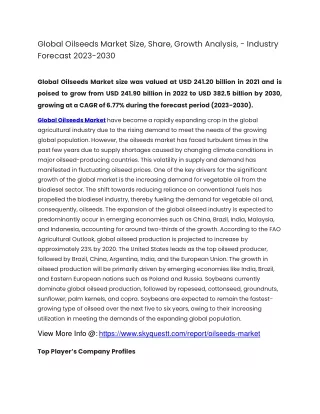 global oilseeds market size share growth analysis