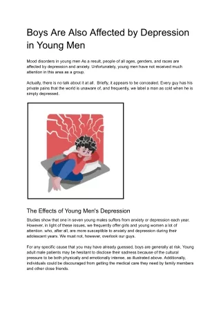 Boys Are Also Affected by Depression in Young Men