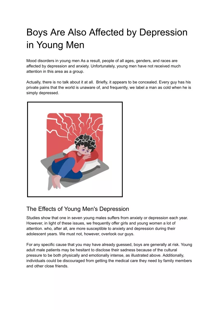 boys are also affected by depression in young men