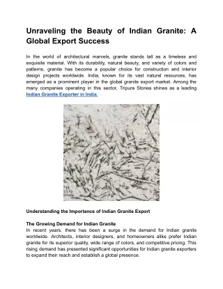 Unraveling the Beauty of Indian Granite: A Global Export Success