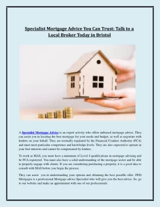 Specialist Mortgage Advice You Can Trust: Talk to a Local Broker Today in Bristo