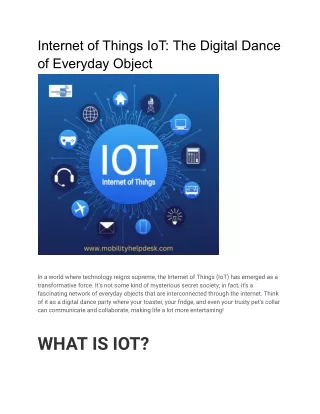 Internet of Things IoT The Digital Dance of Everyday Object