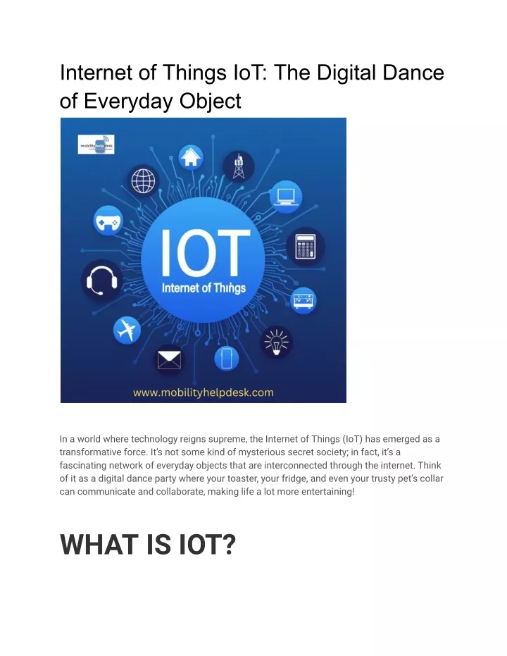 internet of things iot the digital dance