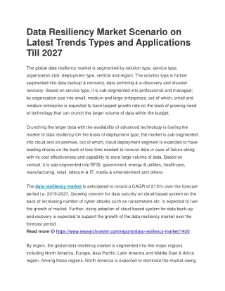 data resiliency market scenario on latest trends