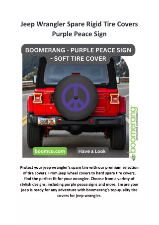 Jeep Wrangler Spare Rigid Tire Covers - Purple Peace Sign