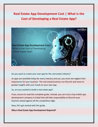 Real Estate App Development Cost - What is the Cost of Developing a Real Estate App