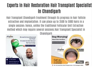 Experts in Hair Restoration Hair Transplant Specialist in Chandigarh