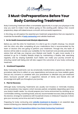 3 Must-DoPreparations Before Your Body Contouring Treatment!
