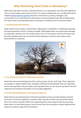 why removing dead trees is necessary