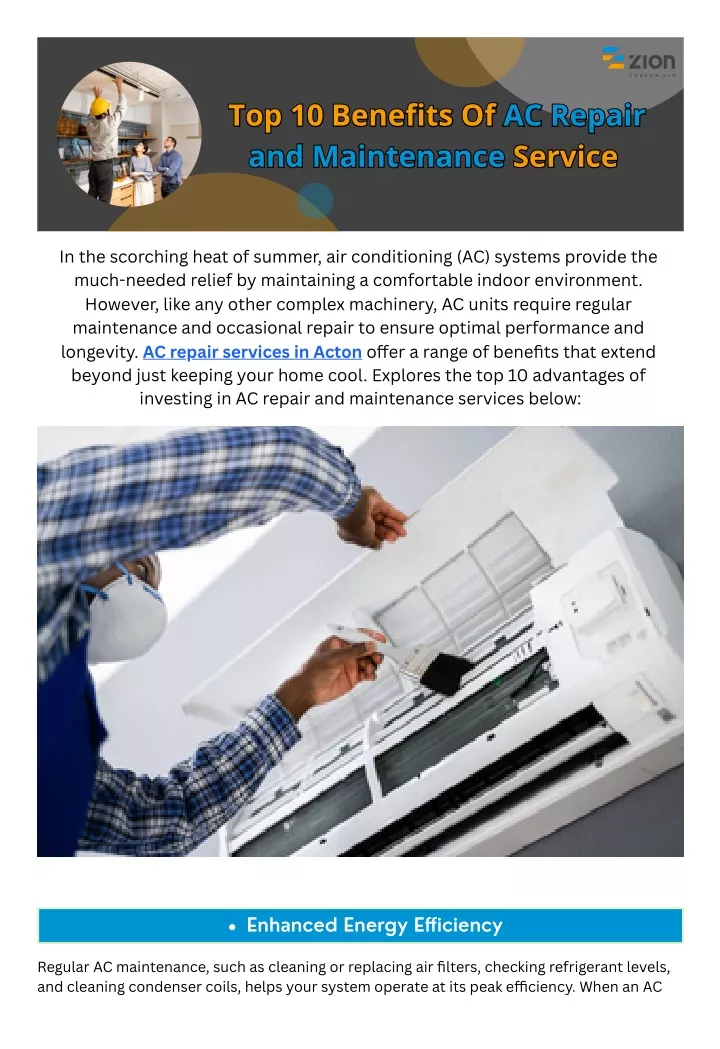 top 10 benefits of ac repair and maintenance