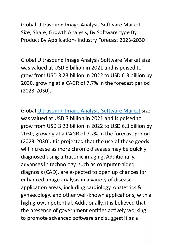 global ultrasound image analysis software market