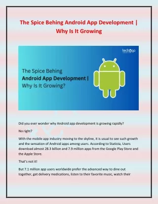 The Spice Behing Android App Development - Why Is It Growing