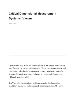 Critical Dimensional Measurement Systems