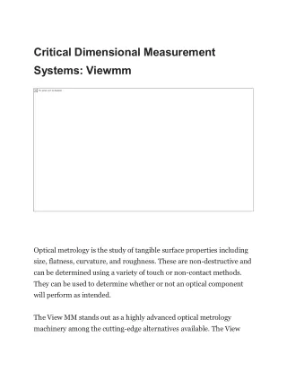 critical dimensional measurement systems viewmm