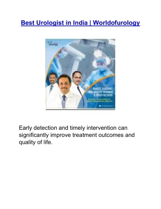 Best Urologist in India | Worldofurology