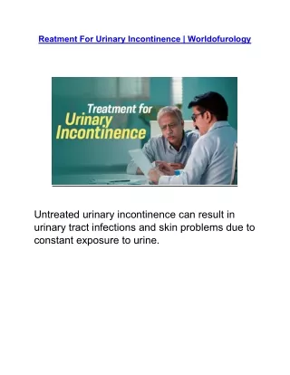 Reatment For Urinary Incontinence | Worldofurology