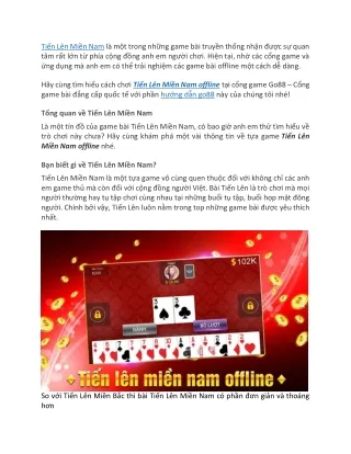 Tat tan tat huong dan cach choi Tien Len Mien Nam offline tai cong game Go88