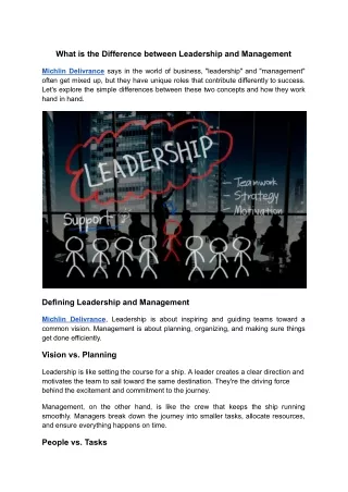 Michlin Delivrance| understanding the Differences between Leadership&Management