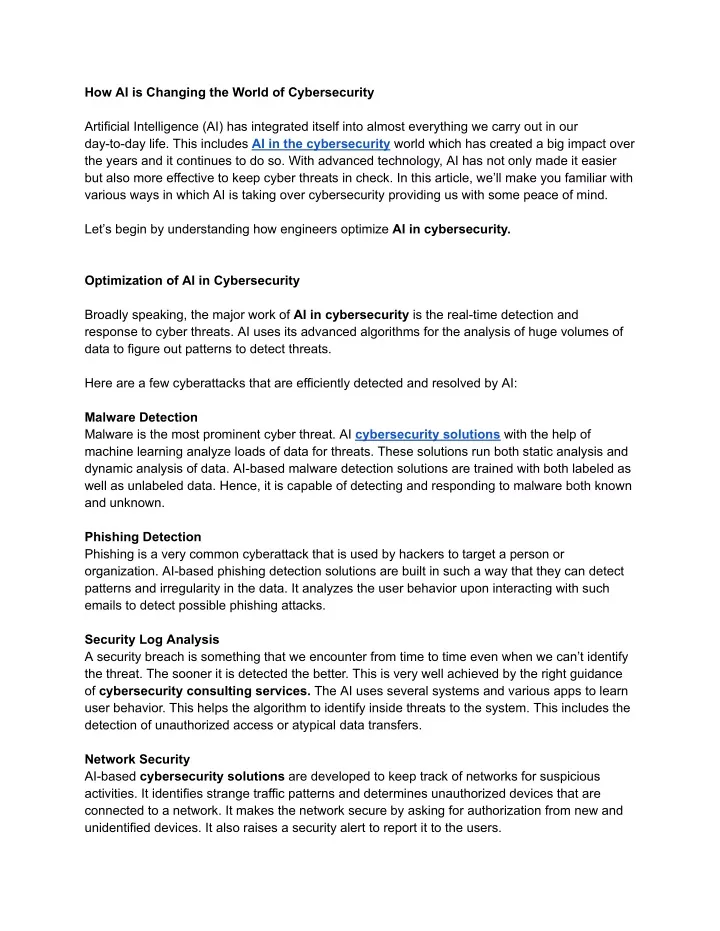 how ai is changing the world of cybersecurity