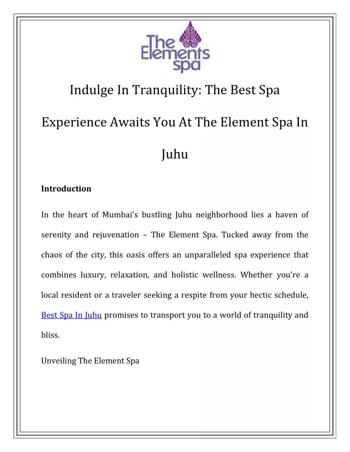 indulge in tranquility the best spa