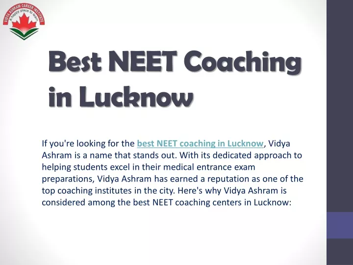 best neet coaching in lucknow