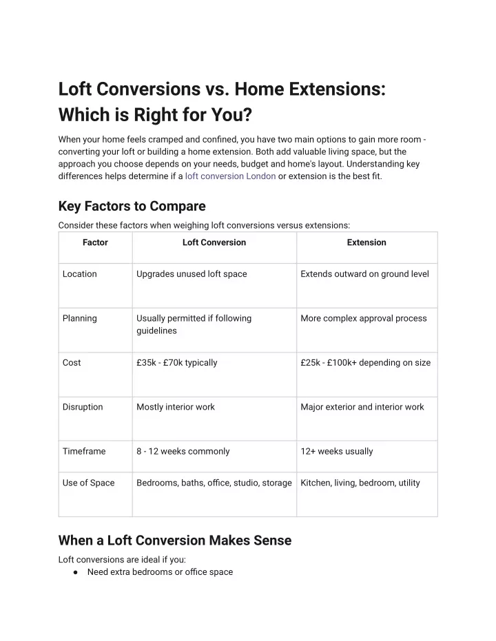 loft conversions vs home extensions which