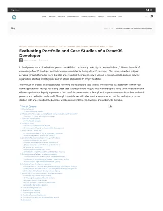 Evaluating Portfolio and Case Studies of a ReactJS Developer