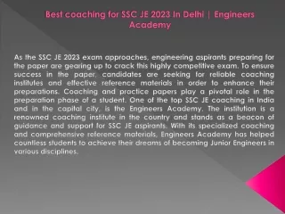 best coaching for ssc je 2023 in delhi engineers academy