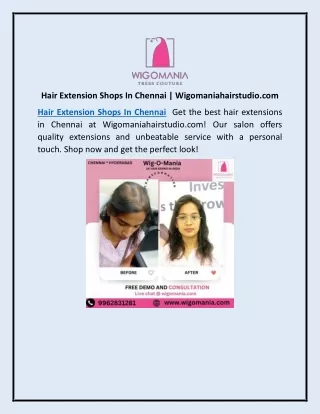 Hair Extension Shops In Chennai | Wigomaniahairstudio.com