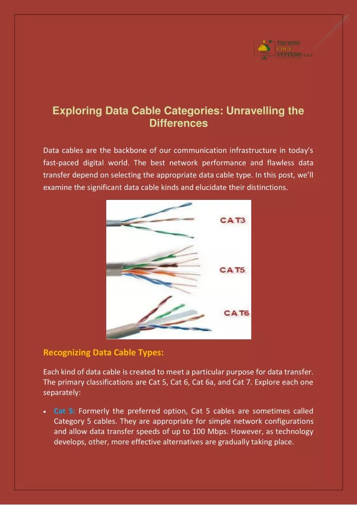 exploring data cable categories unravelling