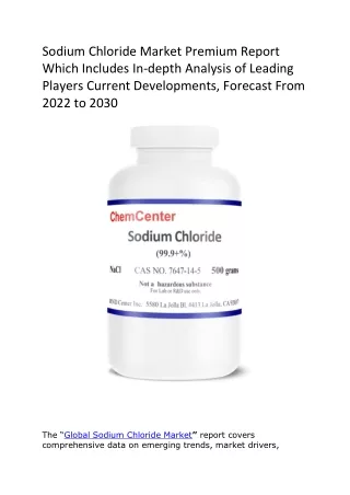Sodium Chloride Market Premium Report Which Includes In (2)