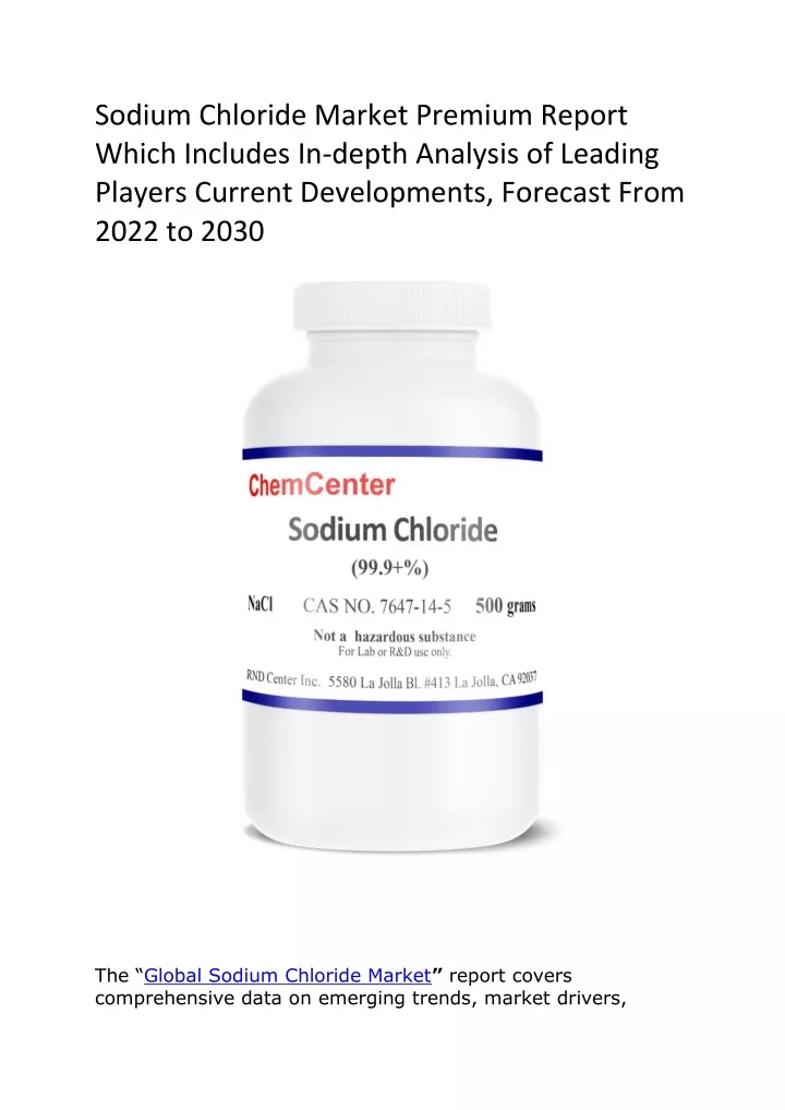 sodium chloride market premium report which