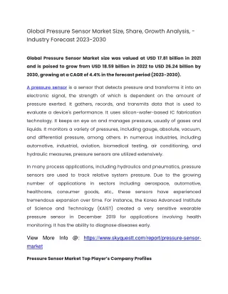 global pressure sensor market size share growth