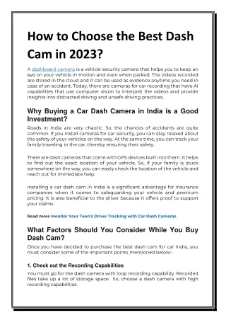 how to choose the best dash cam in 2023