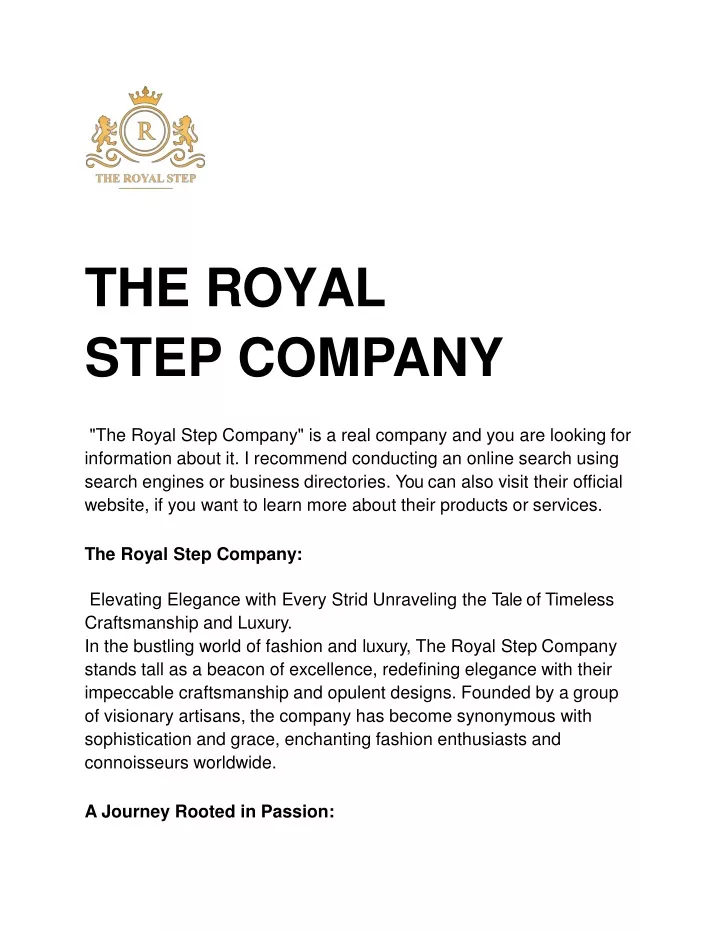 the royal step com p any