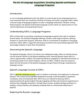 The Art of Language Acquisition Unveiling Spanish and Russian Language Programs