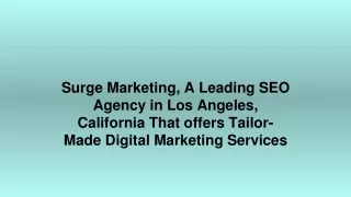 Surge Marketing, A Leading SEO Agency in Los Angeles, California That offers Tailor-Made Digital Marketing Services